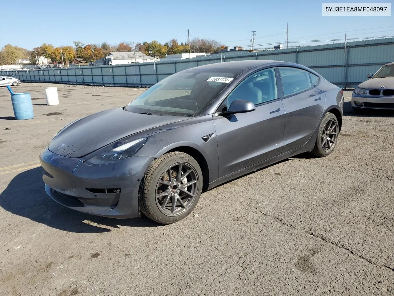 2021 Tesla Model 3 VIN: 5YJ3E1EA8MF048097 Lot: 76937774