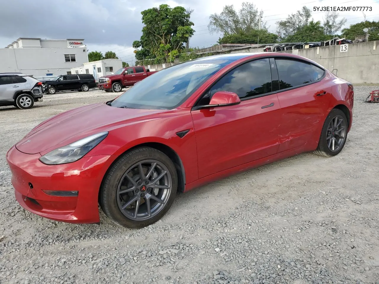 2021 Tesla Model 3 VIN: 5YJ3E1EA2MF077773 Lot: 76949144