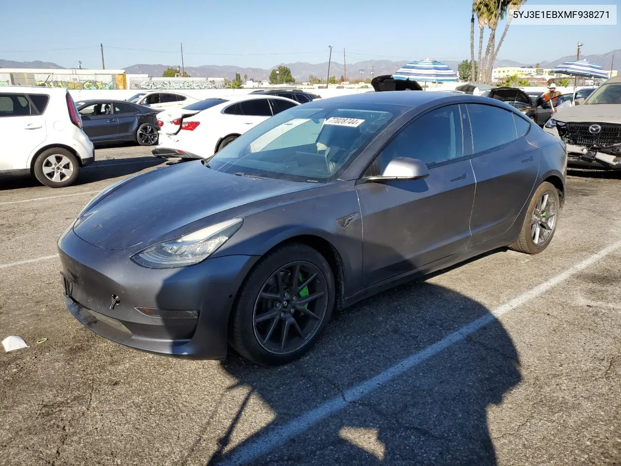 2021 Tesla Model 3 VIN: 5YJ3E1EBXMF938271 Lot: 77028744