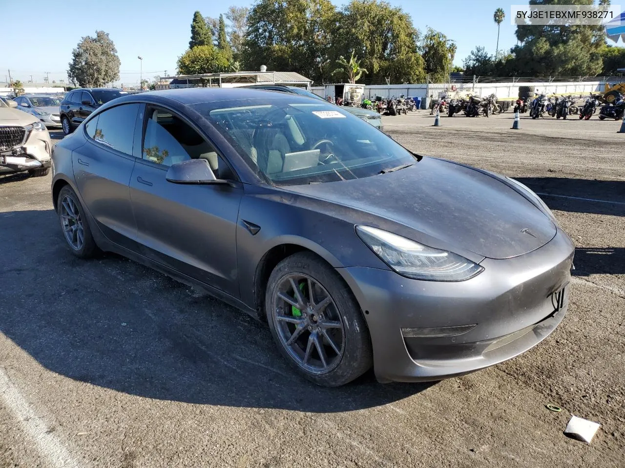 2021 Tesla Model 3 VIN: 5YJ3E1EBXMF938271 Lot: 77028744