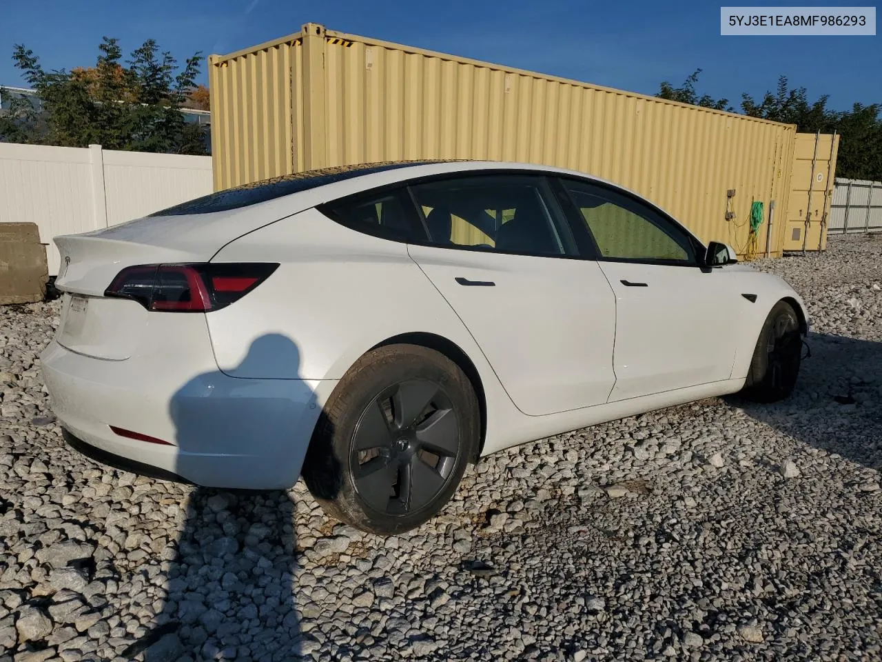 2021 Tesla Model 3 VIN: 5YJ3E1EA8MF986293 Lot: 77065854