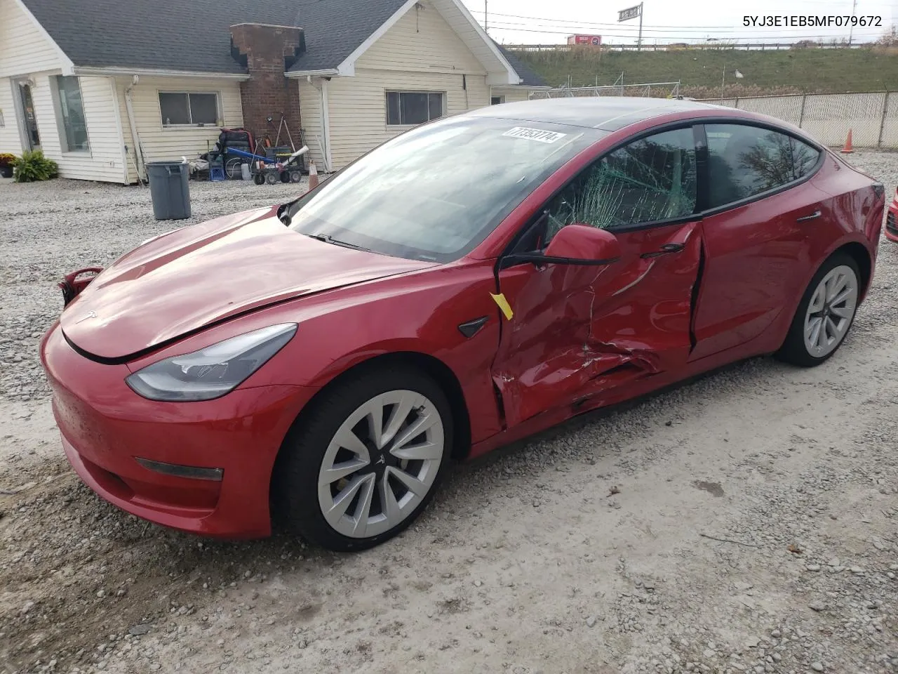 2021 Tesla Model 3 VIN: 5YJ3E1EB5MF079672 Lot: 77353774