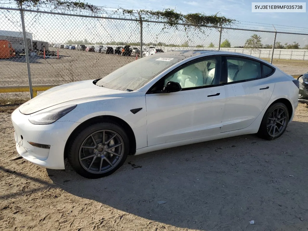 5YJ3E1EB9MF035738 2021 Tesla Model 3