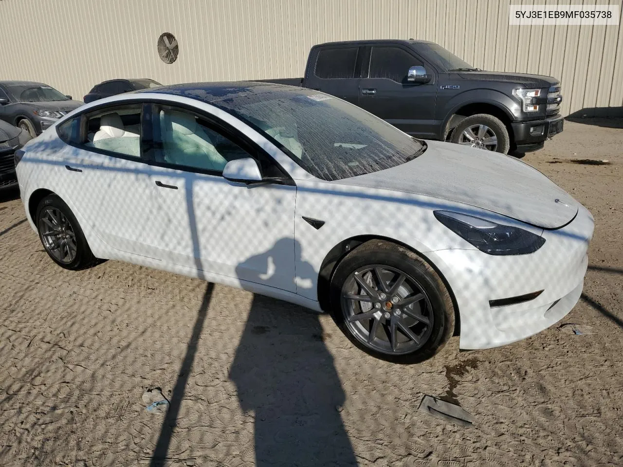 2021 Tesla Model 3 VIN: 5YJ3E1EB9MF035738 Lot: 77568424