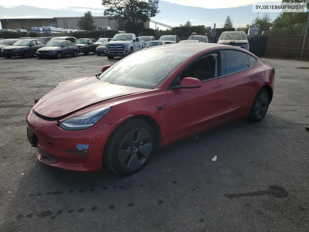 2021 Tesla Model 3 VIN: 5YJ3E1EB6MF862077 Lot: 78153274