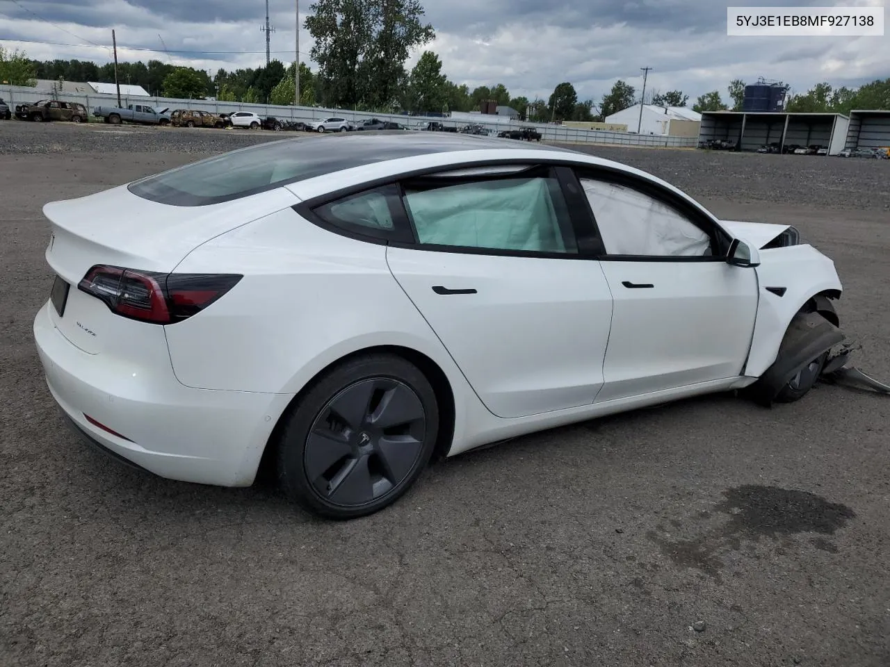 2021 Tesla Model 3 VIN: 5YJ3E1EB8MF927138 Lot: 78424754