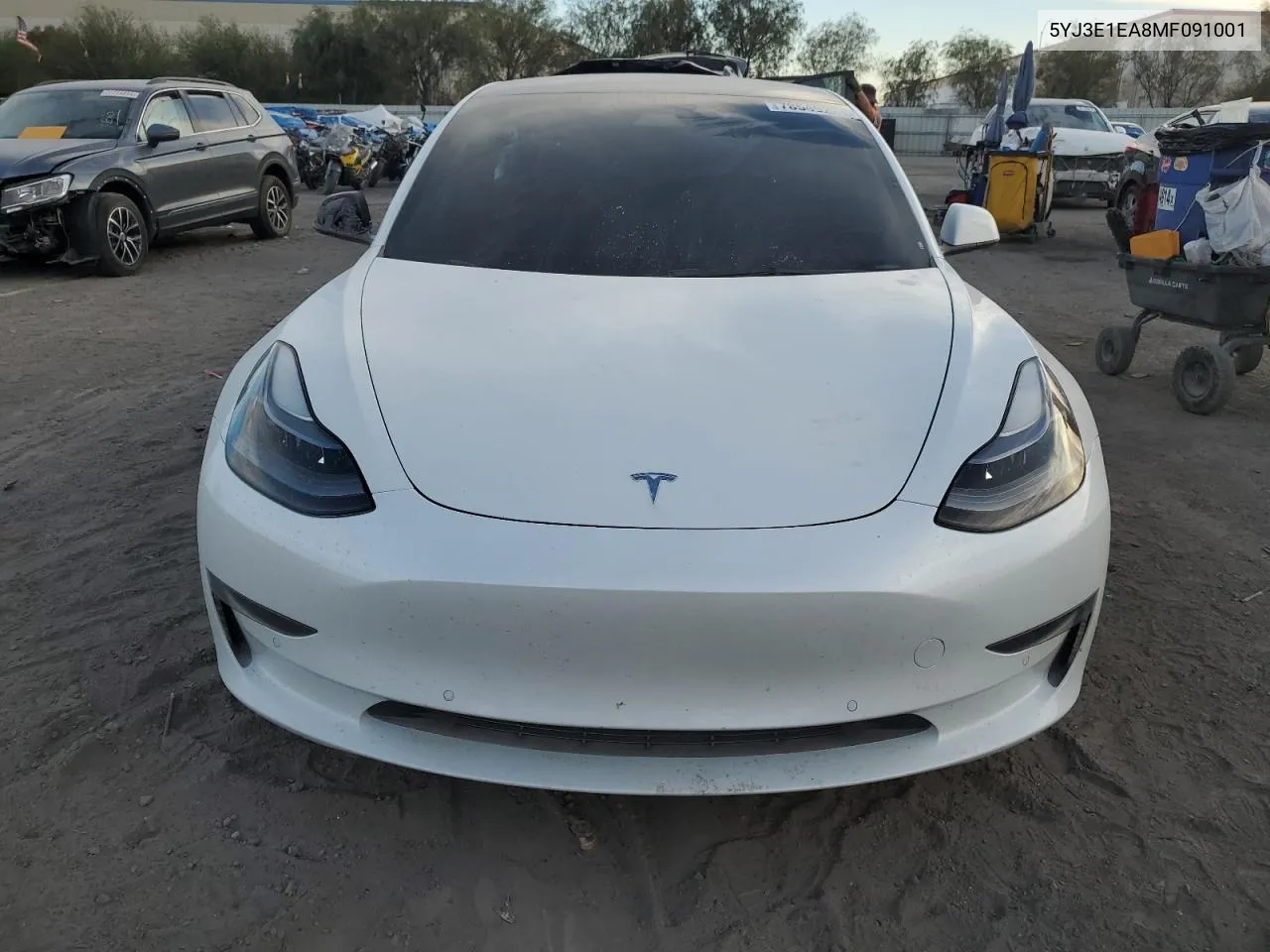 2021 Tesla Model 3 VIN: 5YJ3E1EA8MF091001 Lot: 78549224