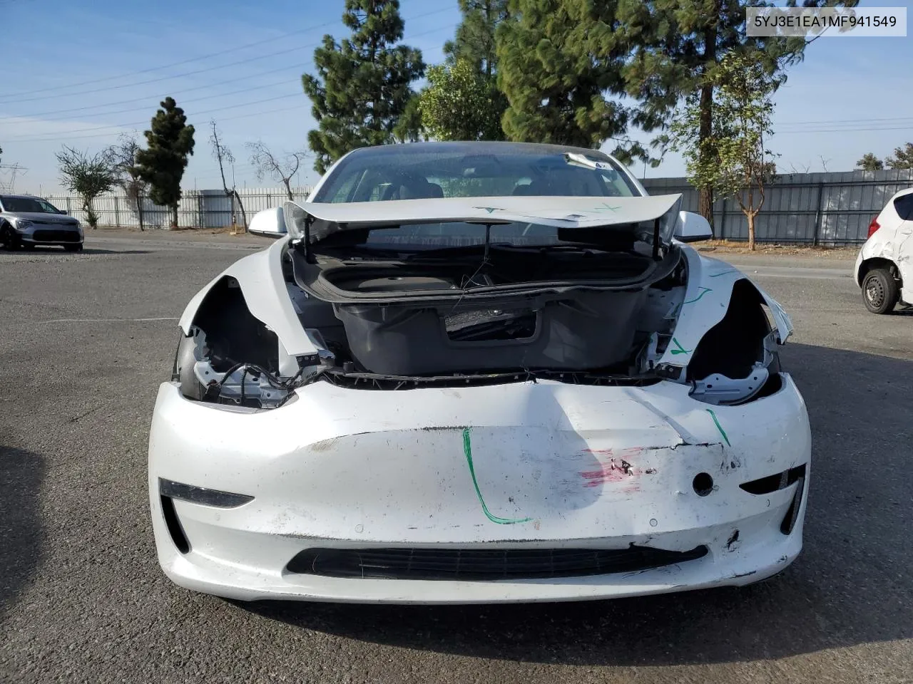 2021 Tesla Model 3 VIN: 5YJ3E1EA1MF941549 Lot: 78940534