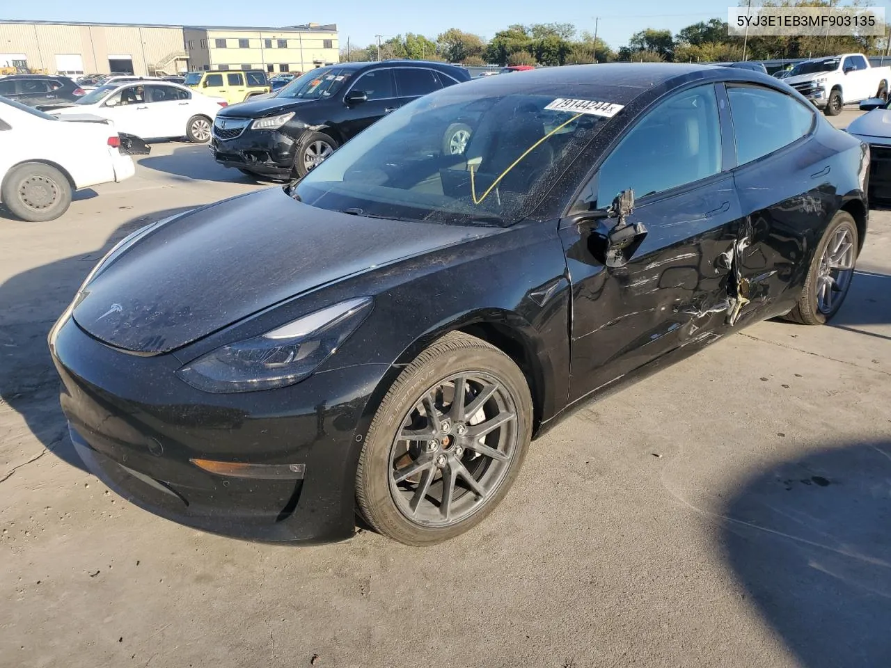 2021 Tesla Model 3 VIN: 5YJ3E1EB3MF903135 Lot: 79144244