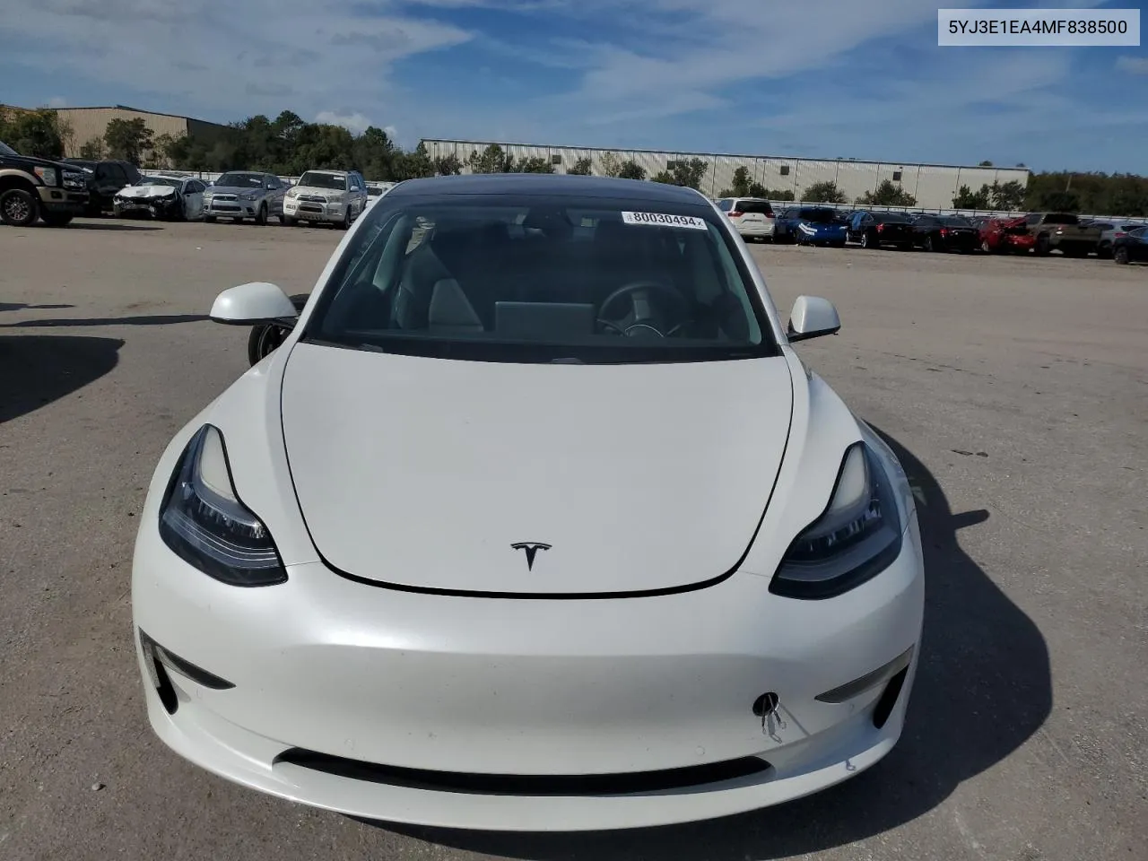 2021 Tesla Model 3 VIN: 5YJ3E1EA4MF838500 Lot: 80030494