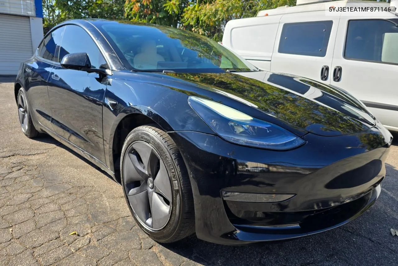 2021 Tesla Model 3 VIN: 5YJ3E1EA1MF871146 Lot: 80942894