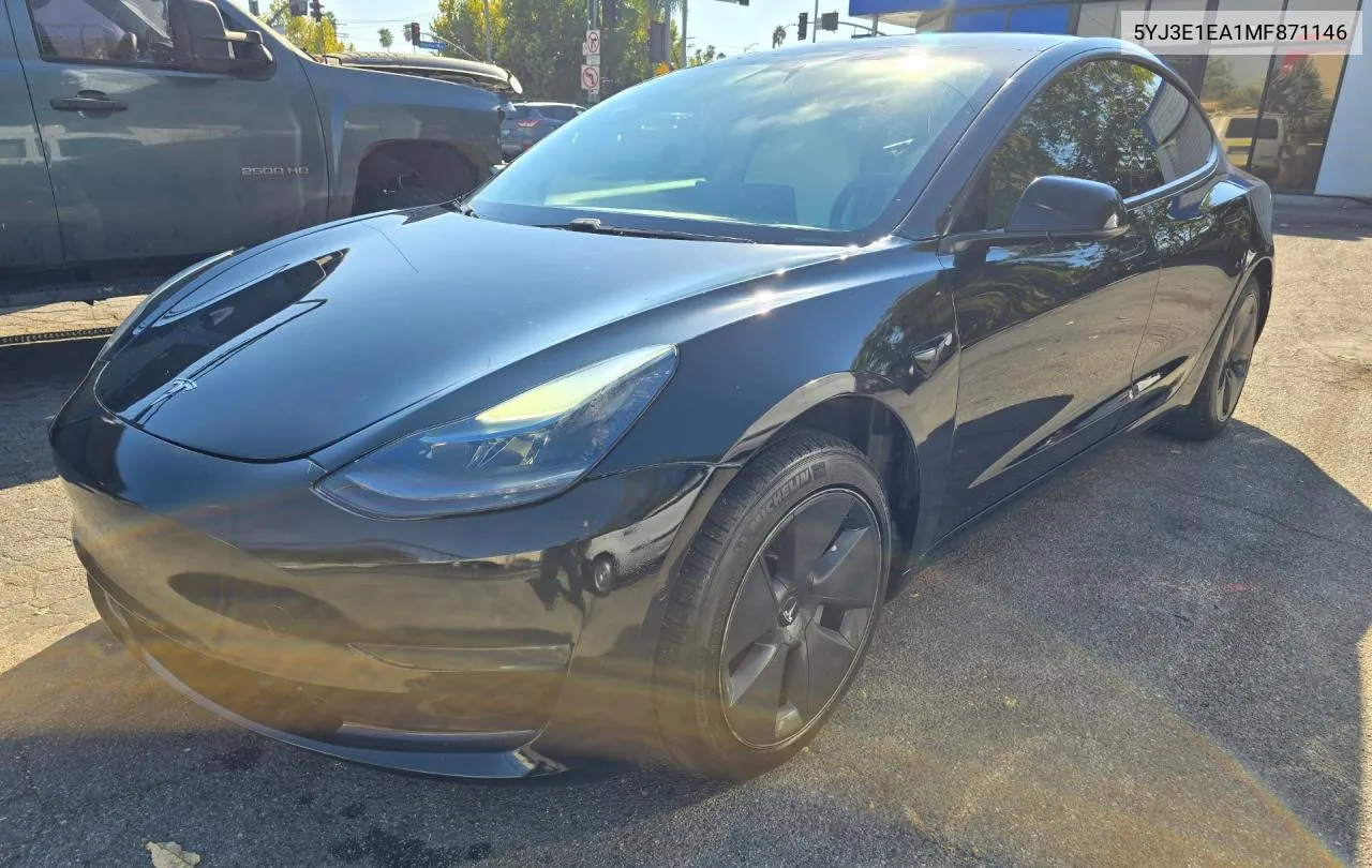 2021 Tesla Model 3 VIN: 5YJ3E1EA1MF871146 Lot: 80942894