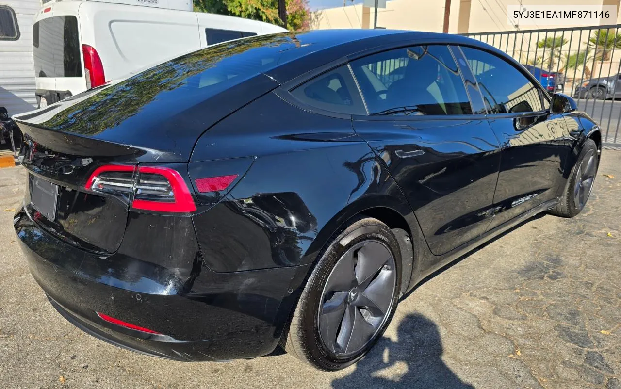 2021 Tesla Model 3 VIN: 5YJ3E1EA1MF871146 Lot: 80942894