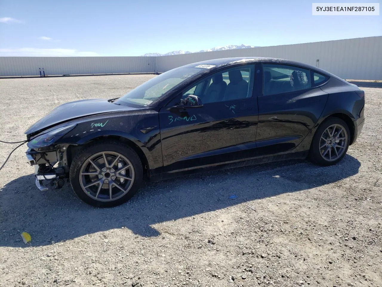 2022 Tesla Model 3 VIN: 5YJ3E1EA1NF287105 Lot: 47691873