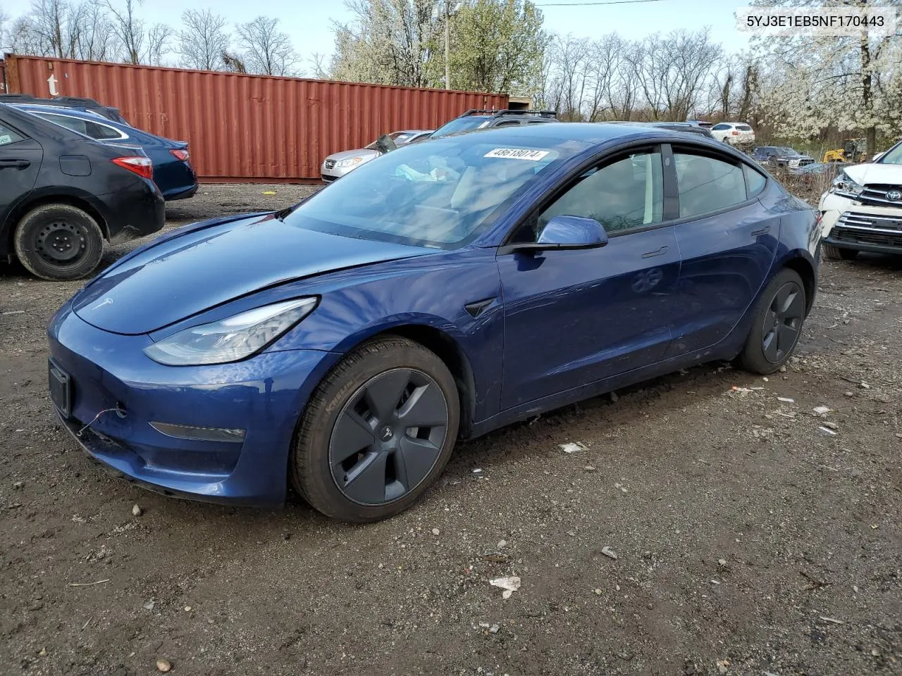 2022 Tesla Model 3 VIN: 5YJ3E1EB5NF170443 Lot: 48618074