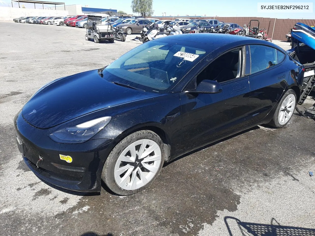 2022 Tesla Model 3 VIN: 5YJ3E1EB2NF296212 Lot: 52188664