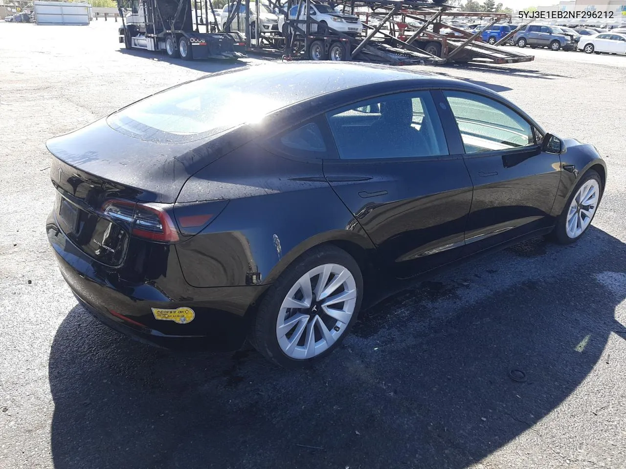 2022 Tesla Model 3 VIN: 5YJ3E1EB2NF296212 Lot: 52188664