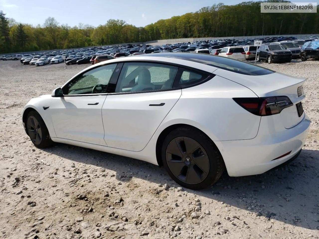 5YJ3E1EB8NF182098 2022 Tesla Model 3