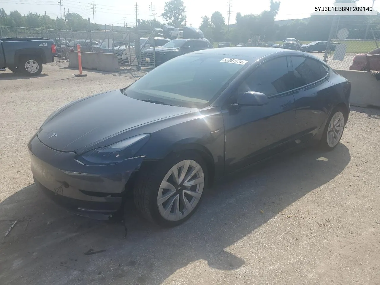 2022 Tesla Model 3 VIN: 5YJ3E1EB8NF209140 Lot: 55851514