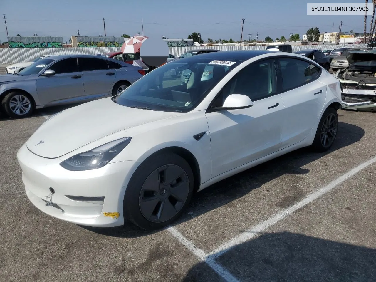 5YJ3E1EB4NF307906 2022 Tesla Model 3