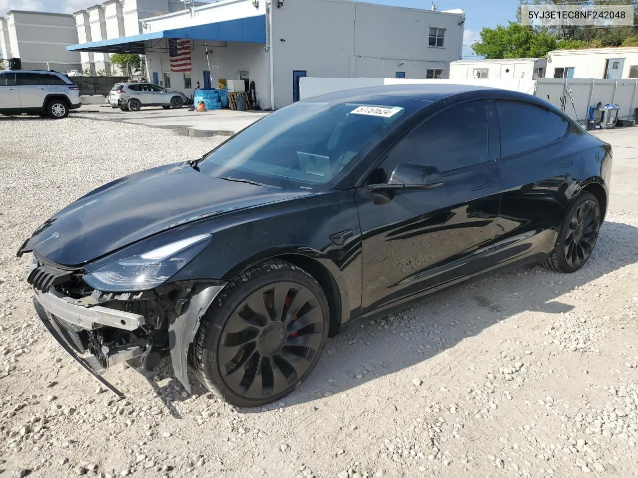 5YJ3E1EC8NF242048 2022 Tesla Model 3