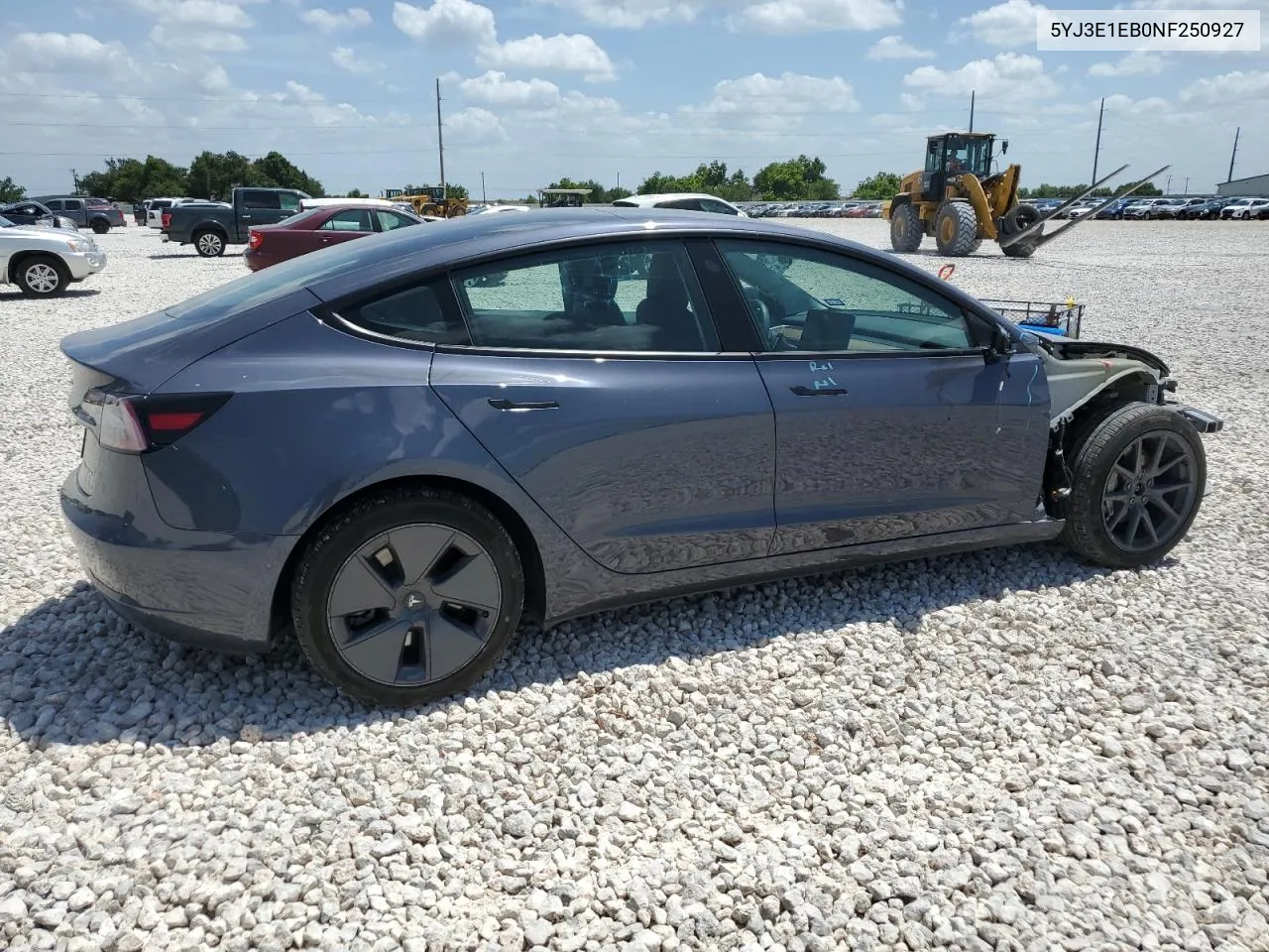 2022 Tesla Model 3 VIN: 5YJ3E1EB0NF250927 Lot: 61203304