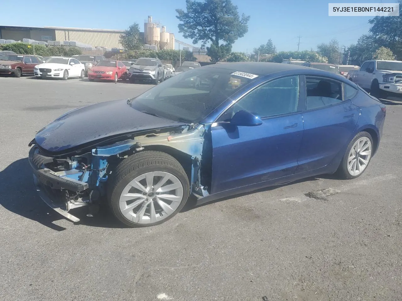 5YJ3E1EB0NF144221 2022 Tesla Model 3