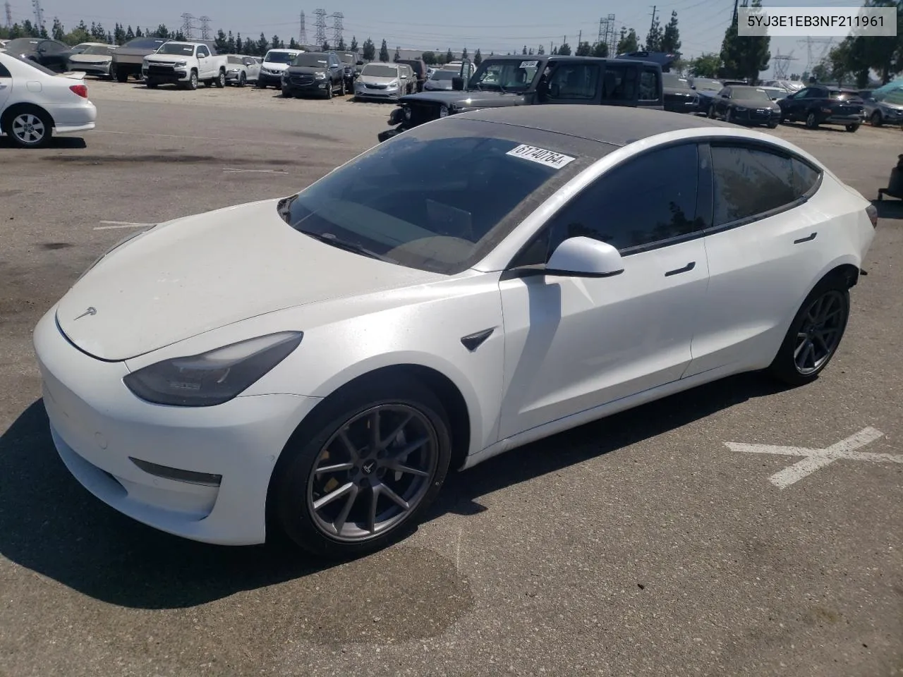 2022 Tesla Model 3 VIN: 5YJ3E1EB3NF211961 Lot: 61740764