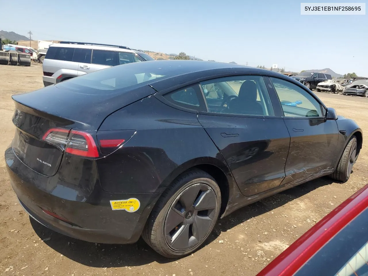 2022 Tesla Model 3 VIN: 5YJ3E1EB1NF258695 Lot: 62943394