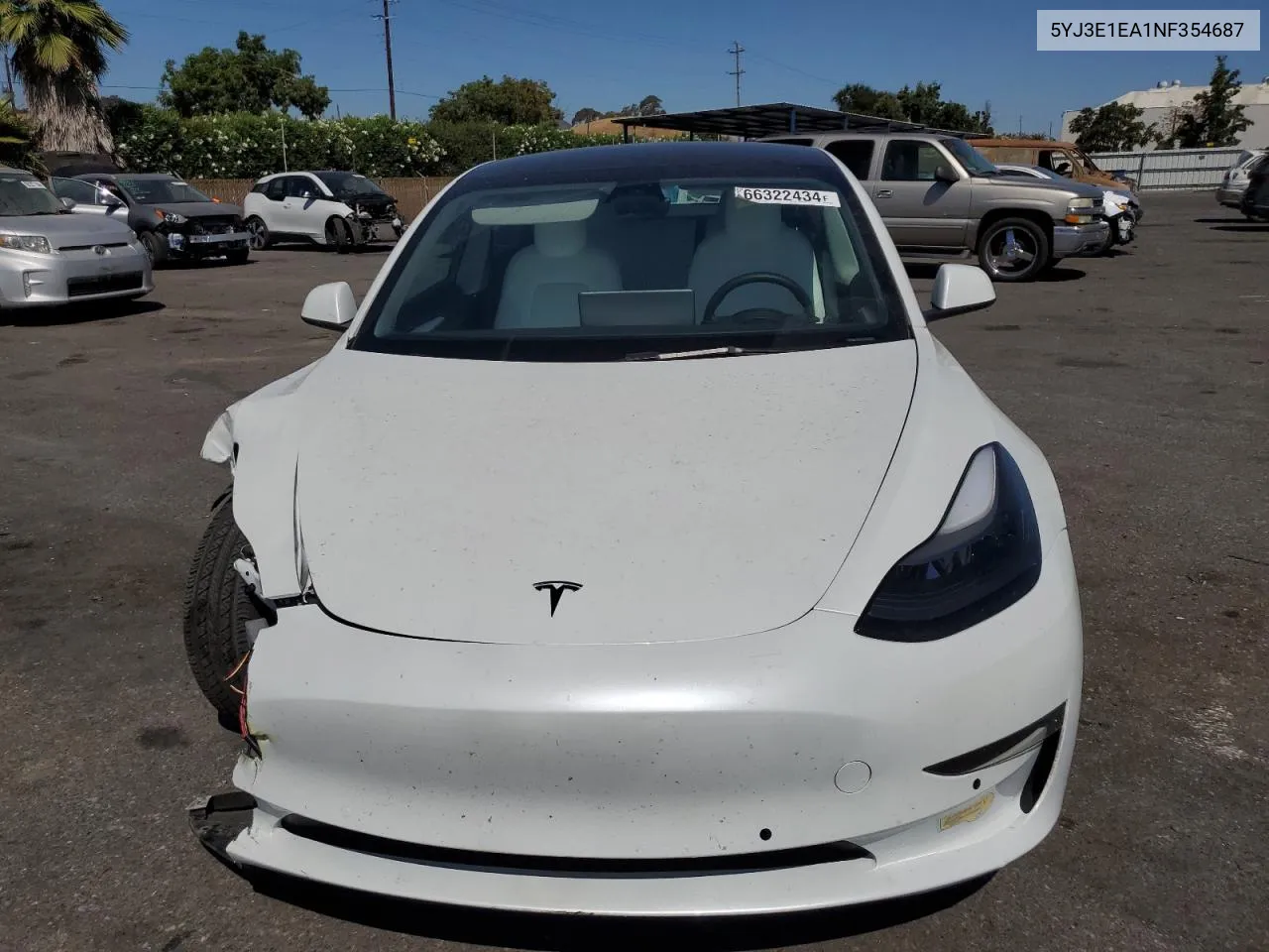 2022 Tesla Model 3 VIN: 5YJ3E1EA1NF354687 Lot: 66322434