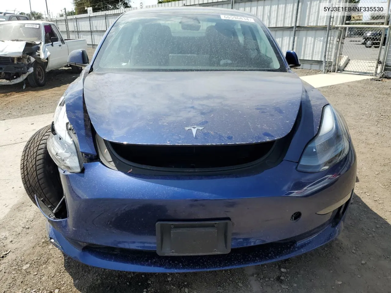 2022 Tesla Model 3 VIN: 5YJ3E1EB4NF335530 Lot: 66596834