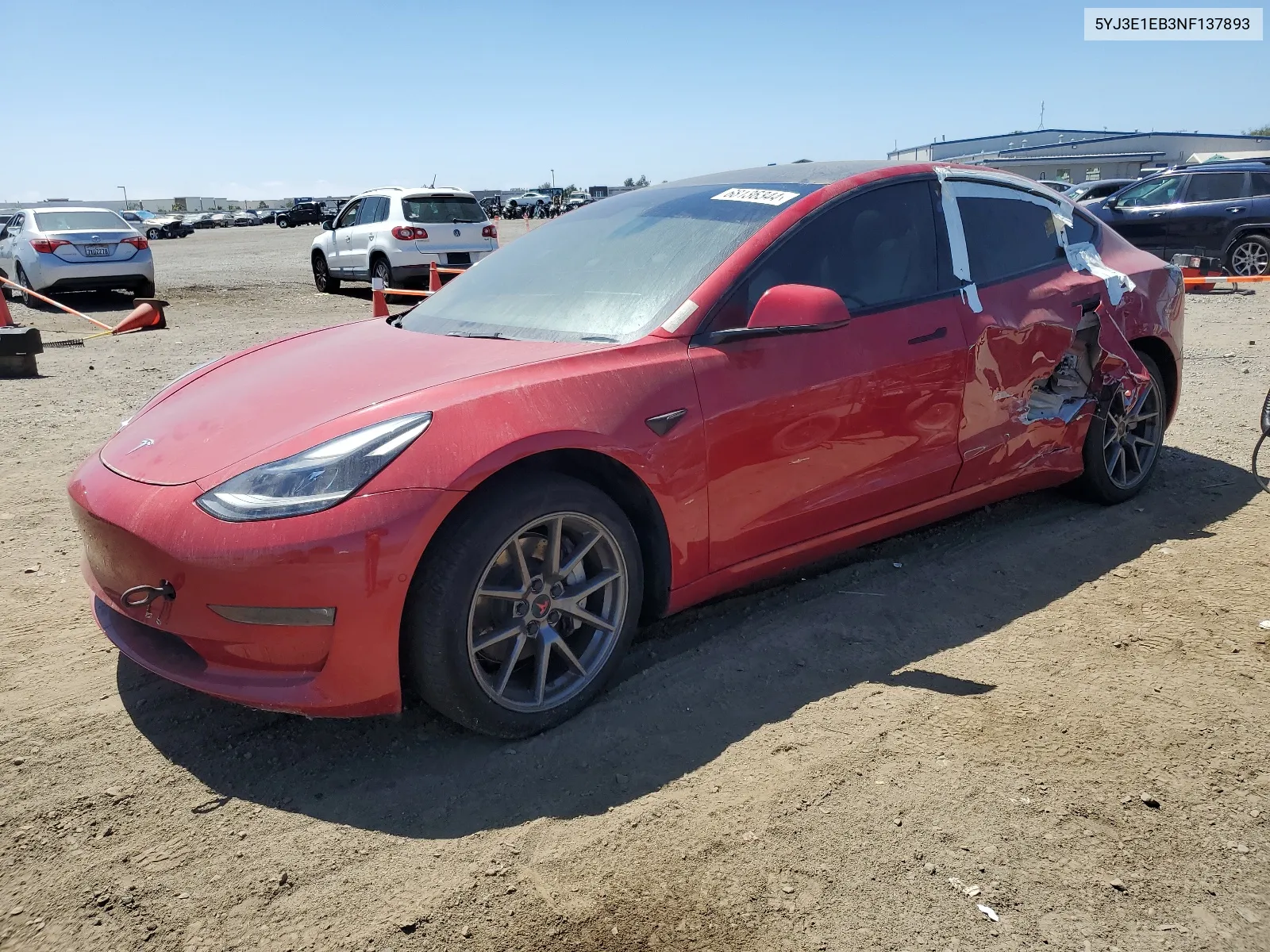 2022 Tesla Model 3 VIN: 5YJ3E1EB3NF137893 Lot: 68136344