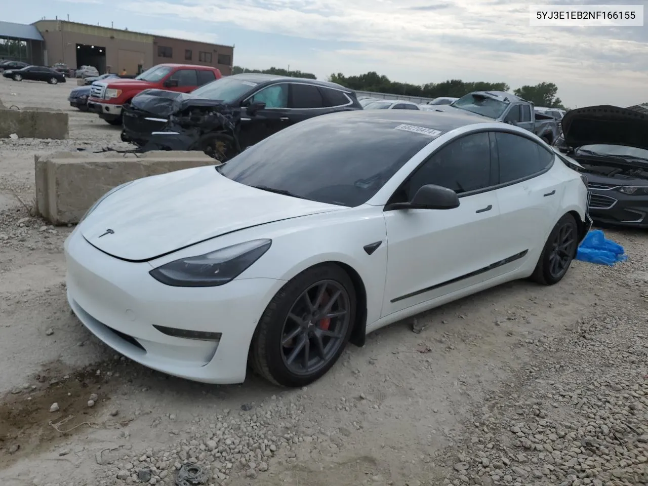 2022 Tesla Model 3 VIN: 5YJ3E1EB2NF166155 Lot: 68270474