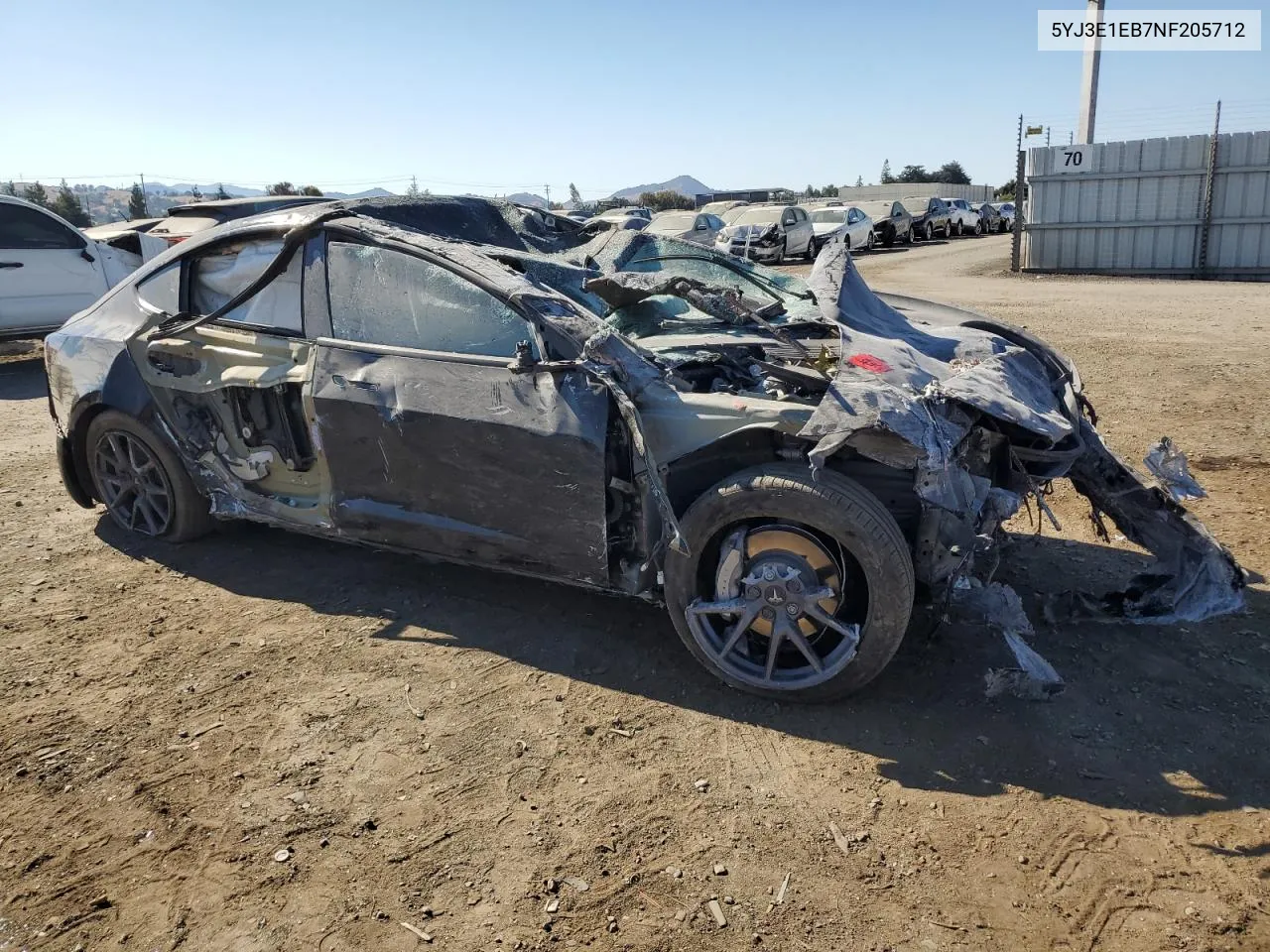 5YJ3E1EB7NF205712 2022 Tesla Model 3