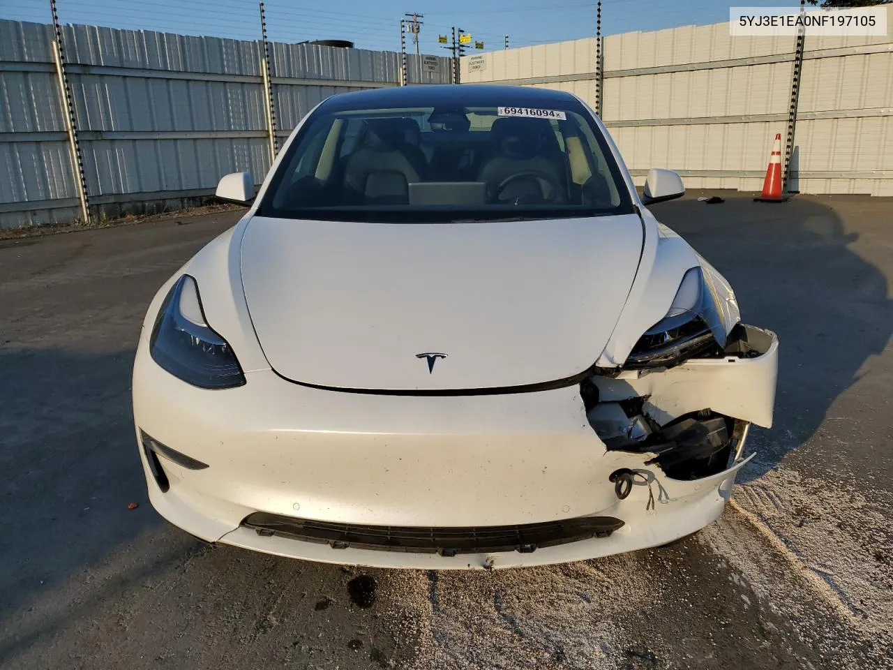 2022 Tesla Model 3 VIN: 5YJ3E1EA0NF197105 Lot: 69416094