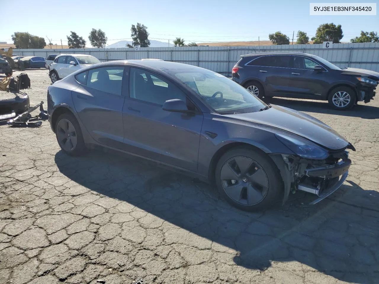 2022 Tesla Model 3 VIN: 5YJ3E1EB3NF345420 Lot: 70903144