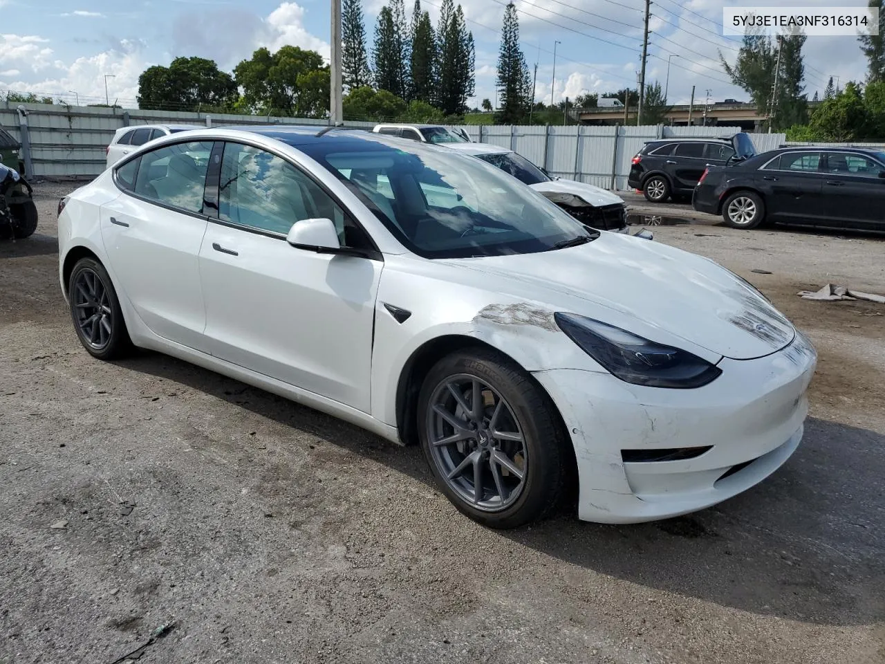 5YJ3E1EA3NF316314 2022 Tesla Model 3