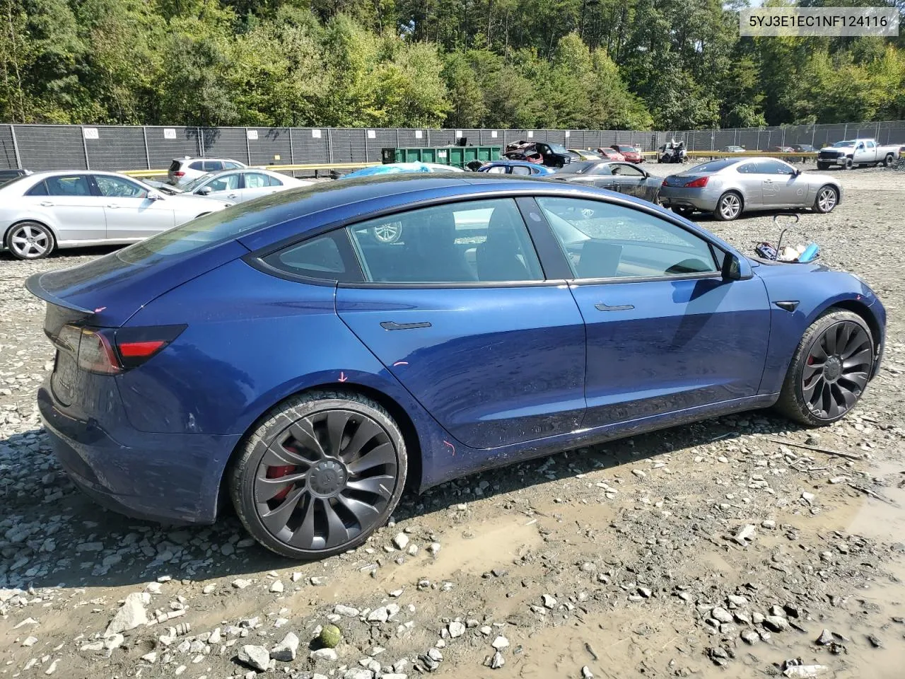 5YJ3E1EC1NF124116 2022 Tesla Model 3