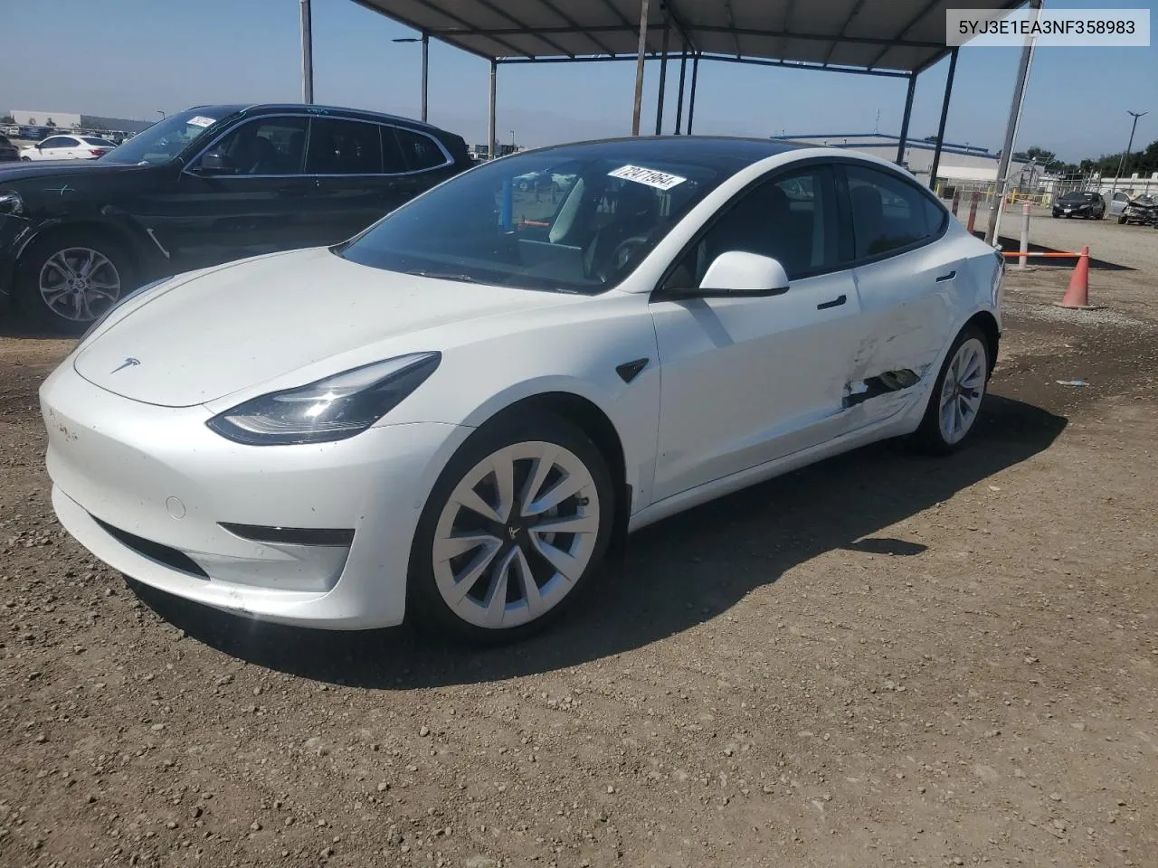 2022 Tesla Model 3 VIN: 5YJ3E1EA3NF358983 Lot: 72471964