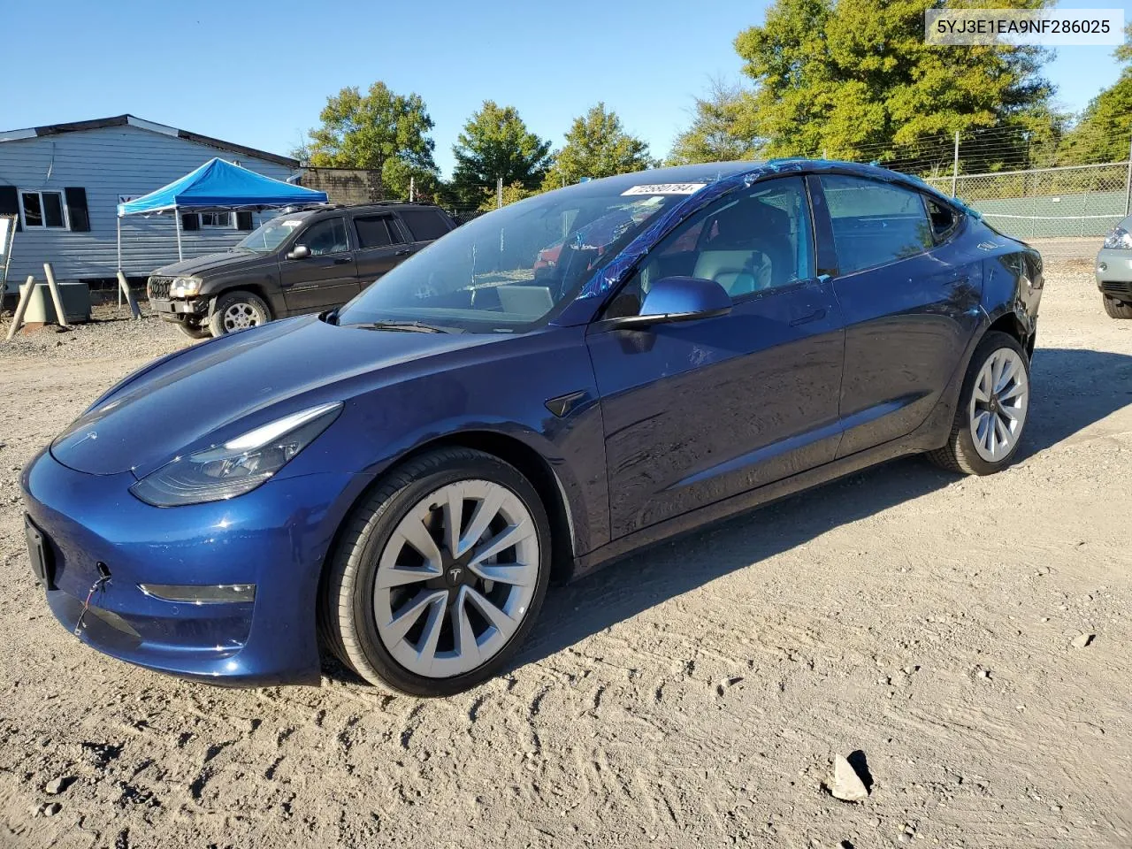 2022 Tesla Model 3 VIN: 5YJ3E1EA9NF286025 Lot: 72580784