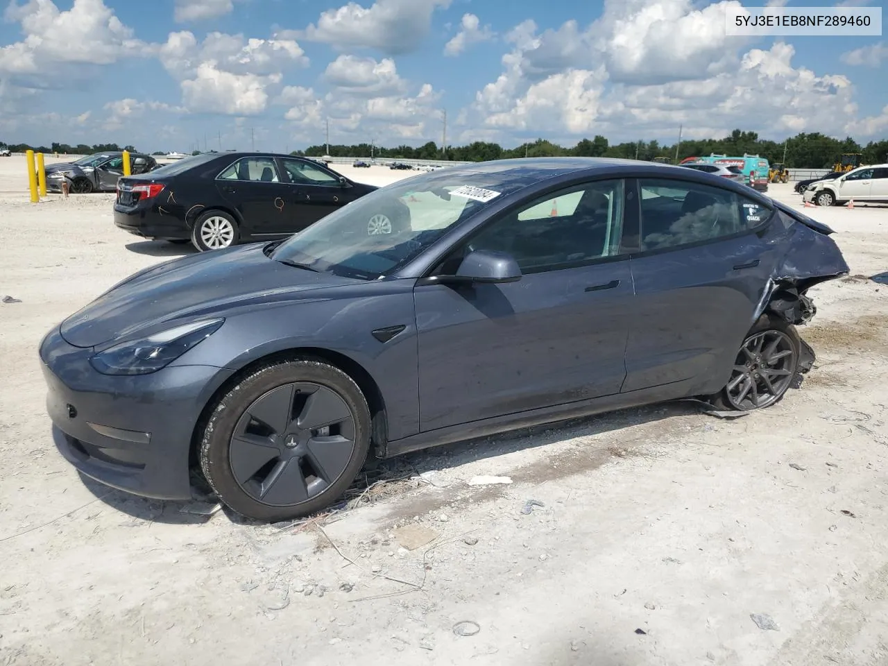 5YJ3E1EB8NF289460 2022 Tesla Model 3