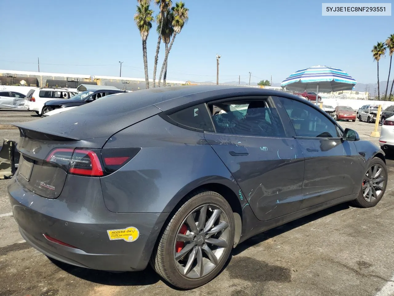 5YJ3E1EC8NF293551 2022 Tesla Model 3