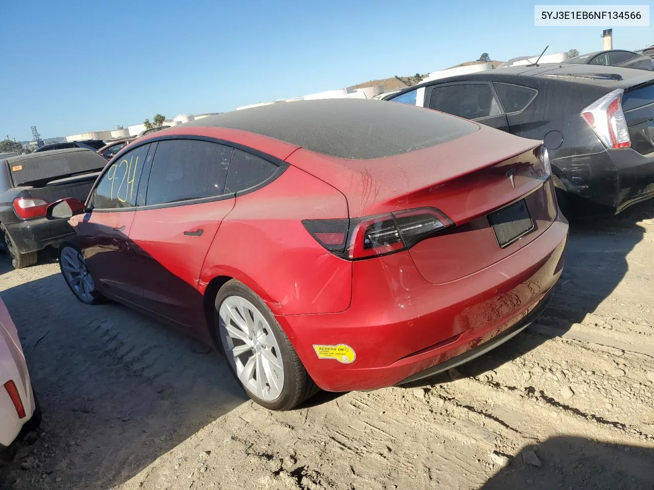 2022 Tesla Model 3 VIN: 5YJ3E1EB6NF134566 Lot: 72738544