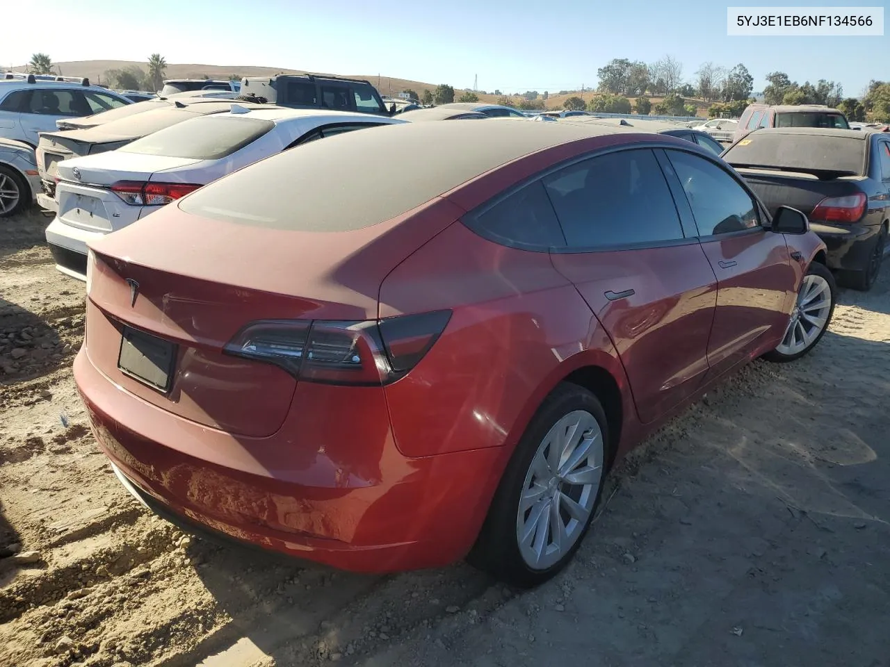 2022 Tesla Model 3 VIN: 5YJ3E1EB6NF134566 Lot: 72738544