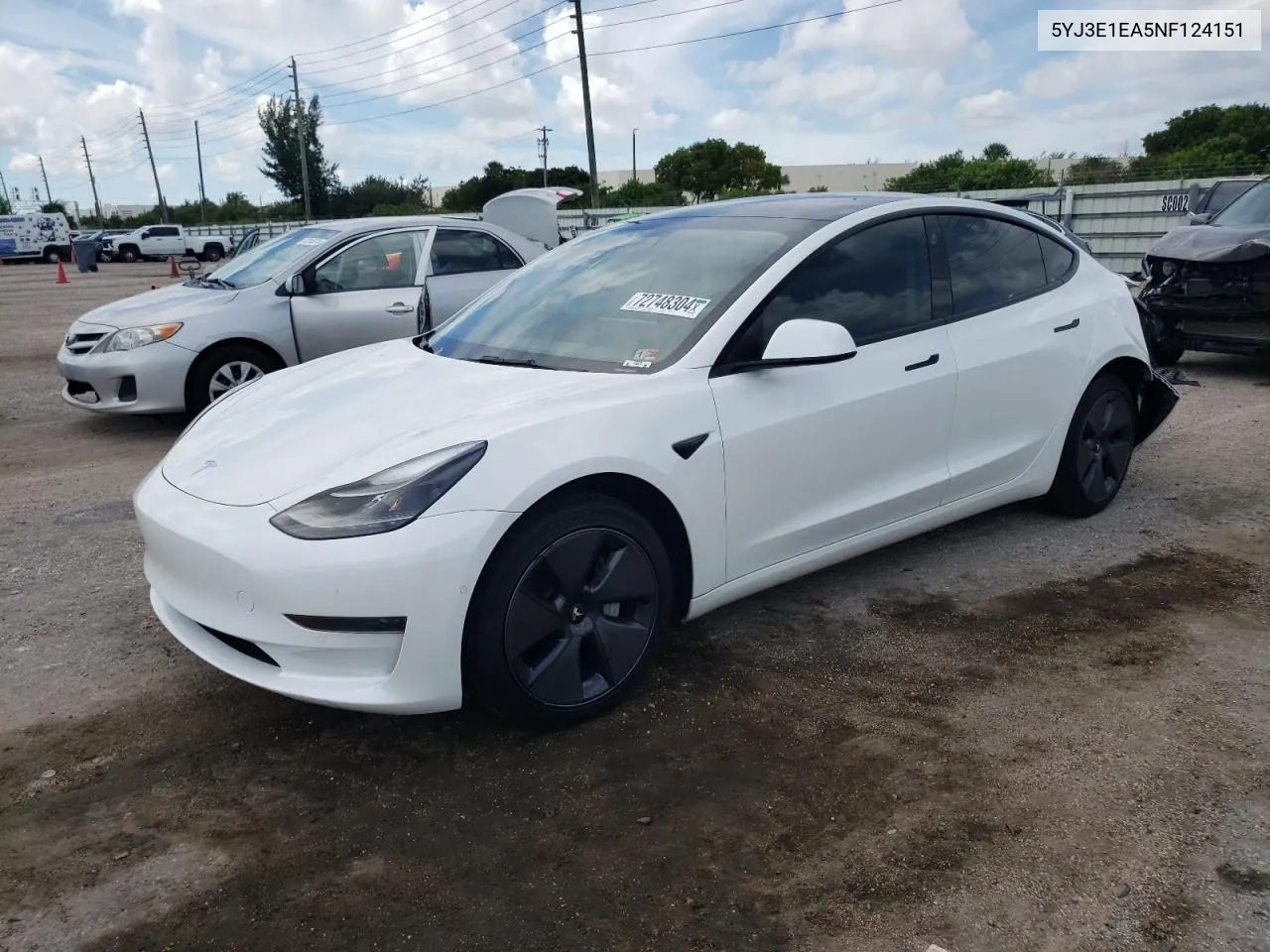 2022 Tesla Model 3 VIN: 5YJ3E1EA5NF124151 Lot: 72748304