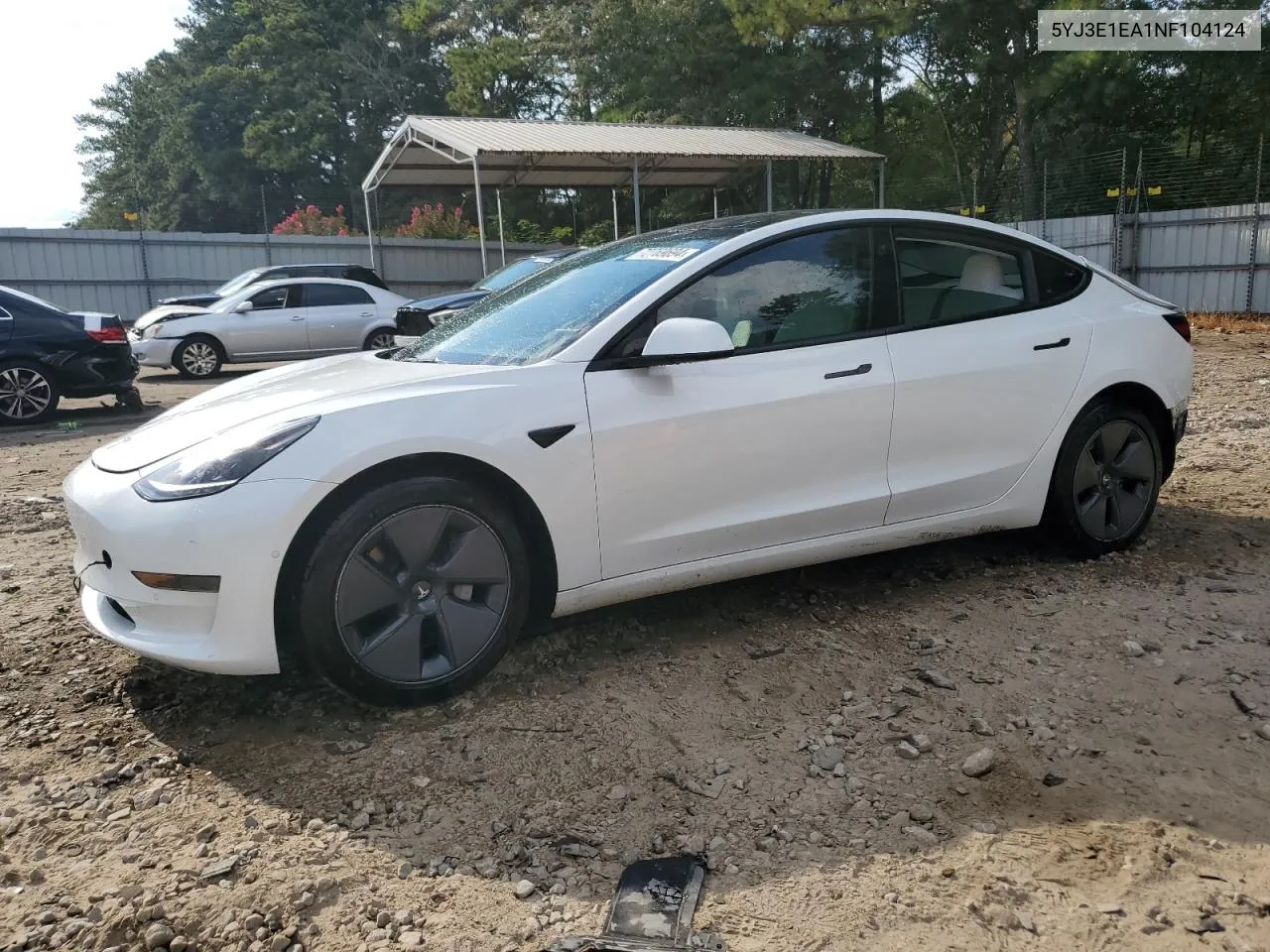 5YJ3E1EA1NF104124 2022 Tesla Model 3