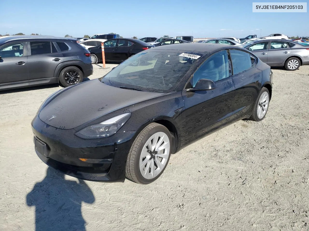 2022 Tesla Model 3 VIN: 5YJ3E1EB4NF205103 Lot: 72796004