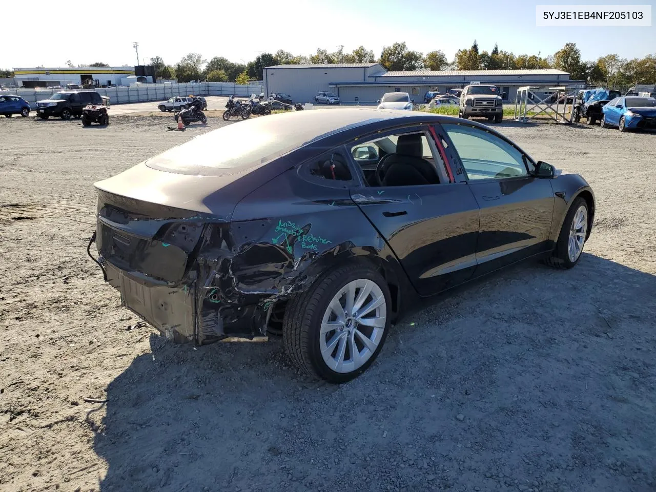 2022 Tesla Model 3 VIN: 5YJ3E1EB4NF205103 Lot: 72796004