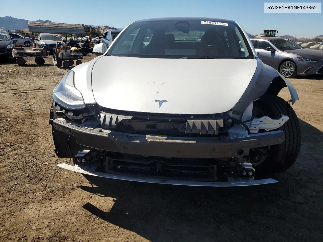 2022 Tesla Model 3 VIN: 5YJ3E1EA1NF143862 Lot: 73081174