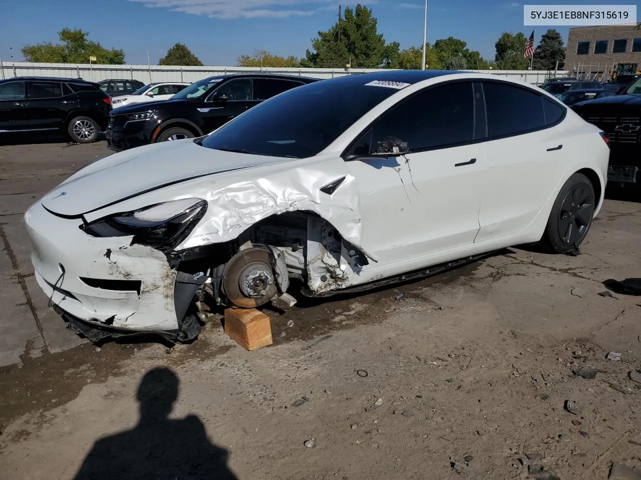 5YJ3E1EB8NF315619 2022 Tesla Model 3